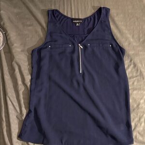Elegant Navy Tank Top with Zipper Detail